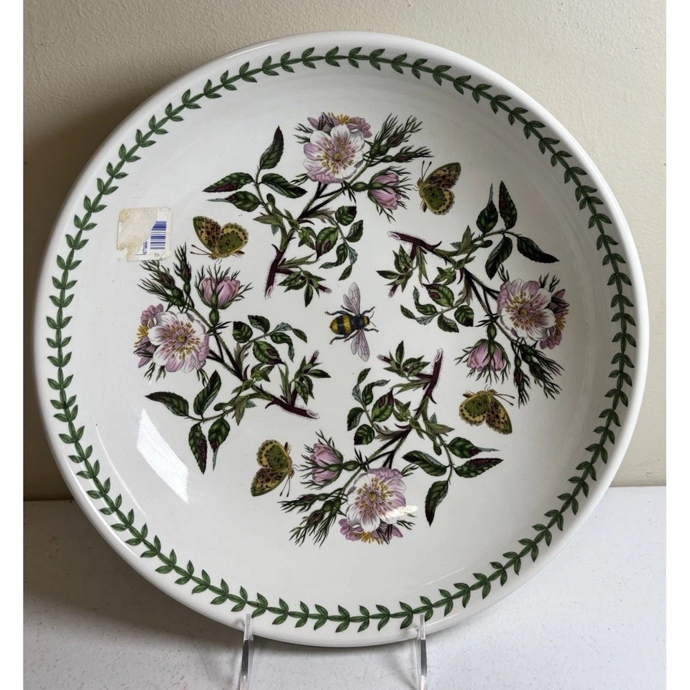 PORTMEIRION BOTANIC GARDEN Low Open Fruit Bowl 13" Serving Bowl Dog Rose NWT